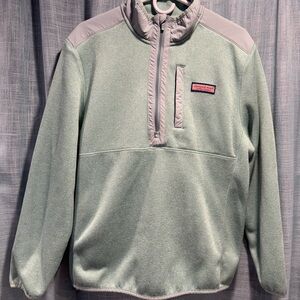 Vineyard Vines Green and Gray Zip Up Sweater